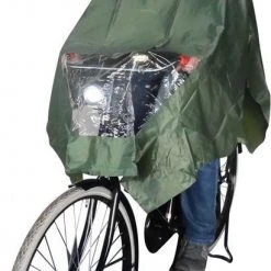 Begroting 💯 Poncho Regenponcho - Fietsponcho Fiets - Koplampproof Transparant - One Size Unisex Olijfgroen - Hooodie 👍