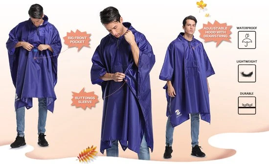 Groothandel ???? Merkloos Kwalitatief Sterke Zwarte Regenponcho Met Capuchon - PU 3000 MM Waterdicht / Zandbestendig / Winddicht - 280 Gr. - Multifunctioneel: Tent / Picknickmat / Bergbeklimmende Regenjas / Strandmat / Zonnescherm / Zonnescherm - ???? 5 Groothandel ???? Merkloos Kwalitatief Sterke Zwarte Regenponcho Met Capuchon - PU 3000 MM Waterdicht / Zandbestendig / Winddicht - 280 Gr. - Multifunctioneel: Tent / Picknickmat / Bergbeklimmende Regenjas / Strandmat / Zonnescherm / Zonnescherm - ???? - Afbeelding 5