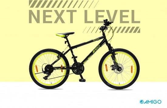Uitgang π€© Amigo Next Level - Mountainbike 24 Inch - Voor Jongens En Meisjes - Met 21 Versnellingen - Zwart/Geel β¨ 4 Uitgang π€© Amigo Next Level - Mountainbike 24 Inch - Voor Jongens En Meisjes - Met 21 Versnellingen - Zwart/Geel β¨ - Afbeelding 4