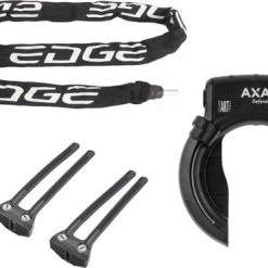 Coupon ✨ Axa Solid Plus Ringslot ART2 Zwart + Insteekketting 140 Cm 5,5 Mm Zwart + Flex Mount Bevestigingsset 🥰