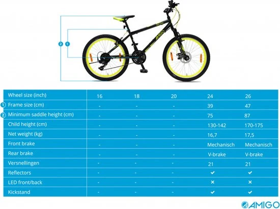 Uitgang π€© Amigo Next Level - Mountainbike 24 Inch - Voor Jongens En Meisjes - Met 21 Versnellingen - Zwart/Geel β¨ 5 Uitgang π€© Amigo Next Level - Mountainbike 24 Inch - Voor Jongens En Meisjes - Met 21 Versnellingen - Zwart/Geel β¨ - Afbeelding 5