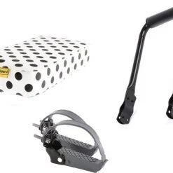 Groothandel ???? ROJO Rugsteun Bagagedrager + Fietskussen Bagagedrager Animal Dots + Voetsteunen (Universele Set) ????