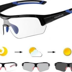Goedkoop 😉 Falkann Elite Fietsbril / Sportbril Blauw - Met Meekleurende Glazen ✔️
