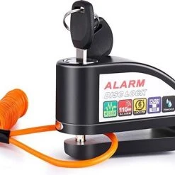 Beste Pirce 🔥 VINZ Elbroes Schijfremslot / Remschijfslot Met Alarm / Motorslot / Scooterslot Zwart 6 Mm ⌛