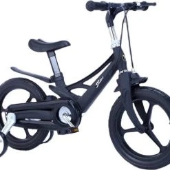 Uitgang 👍 Merkloos Kinderfiets Stoer Zwart Met Zijwieltjes 14 Inch | Handremmen | Jongens | Meisje | Cadeau | Sinterklaas | Kerst | Verjaardag | Peuter | Kleuter | Driewieler | Gepersonaliseerd 🛒