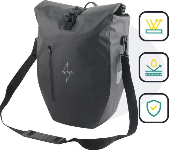 Goedkoop ๐ Voltano Luxe Fietstas 28L - Enkele Pakaftas - Zwart - 100% Waterdicht ๐ 9 Goedkoop ๐ Voltano Luxe Fietstas 28L - Enkele Pakaftas - Zwart - 100% Waterdicht ๐ - Afbeelding 9