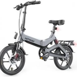 Coupon 😀 Hitway Elektrische Plooifiets | Opvouwbare E-bike | 16 Inch | 250W Motor | Grijs/Zwart 🔔
