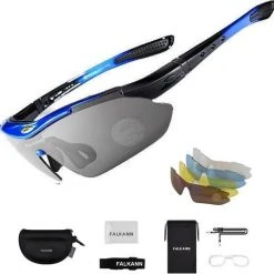 Aanbiedingen ✔️ Falkann Basics - Fietsbril / Sportbril Set + 5 Verwisselbare Lenzen Incl. Gepolariseerde Lens - Blauw 🌟