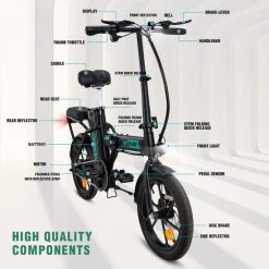Aanbiedingen 🛒 HITWAY E Bike Elektrische Fiets Vouwfiets, City EBike Voor Heren En Dames, 36V/8.4Ah Batterij, 25km/h, 35-70km, 16", 250W Motor 😀 -AGU WINKLE 550x550 10