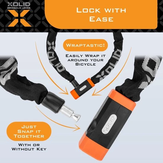 Uitgang ⌛ Xolid Kettingslot Fiets - Grijs Fietsslot Ketting - Slot 120CM ❤️ 7 Uitgang ⌛ Xolid Kettingslot Fiets - Grijs Fietsslot Ketting - Slot 120CM ❤️ - Afbeelding 7