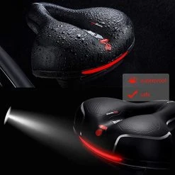 Aanbiedingen ⭐ IBright Gel Fietszadel Met LED Oplaadbare Achterlicht - USB Oplaadbaar - Fietsverlichting Met 6 Functie's - Dames / Heren - Waterdicht - Gratis Zadelstrop - USB Oplaadkabel - Zwart 👏 -AGU WINKLE 550x550 540