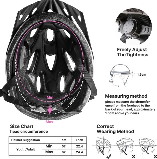 Aanbiedingen ???? LIVLOV FietsheFietshelm -Skateboarding-Roller Skating-Elektrische Stepshelm - Heren/Dames – Maat L(57-62CM)- Zwart/Rood ???? 8 Aanbiedingen ???? LIVLOV FietsheFietshelm -Skateboarding-Roller Skating-Elektrische Stepshelm - Heren/Dames – Maat L(57-62CM)- Zwart/Rood ???? - Afbeelding 8