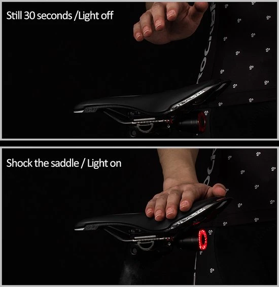 Goedkoop ???? Rockbros Slim Fiets Achterlicht, Automatische Rem Sensor, IPx6 Waterdicht LED, Via USB Opladen, Met Zadelbevestiging, Slimme Fietsverlichting ???? 5 Goedkoop ???? Rockbros Slim Fiets Achterlicht, Automatische Rem Sensor, IPx6 Waterdicht LED, Via USB Opladen, Met Zadelbevestiging, Slimme Fietsverlichting ???? - Afbeelding 5