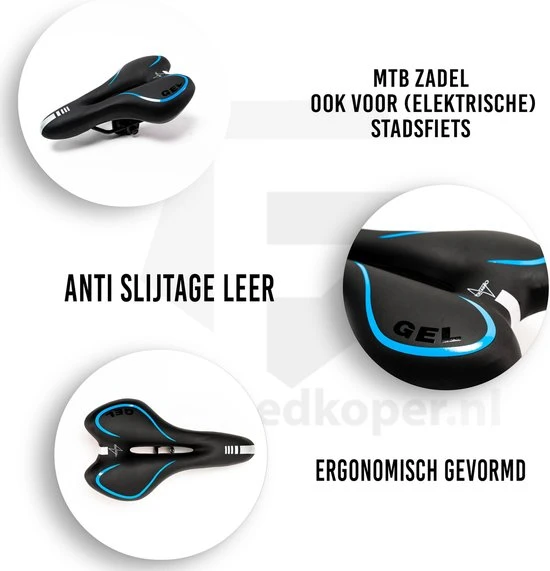 Promo ❤️ Voltano Trekking Fietszadel - Comfortabel Gel Zadel - Met Uitsparing - Inclusief Zadelstrop - 100% Waterdicht - Unisex - Zwart / Blauw ???? 5 Promo ❤️ Voltano Trekking Fietszadel - Comfortabel Gel Zadel - Met Uitsparing - Inclusief Zadelstrop - 100% Waterdicht - Unisex - Zwart / Blauw ???? - Afbeelding 5