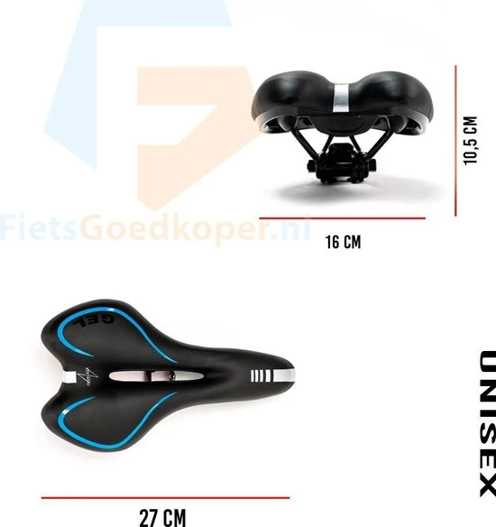 Promo ❤️ Voltano Trekking Fietszadel - Comfortabel Gel Zadel - Met Uitsparing - Inclusief Zadelstrop - 100% Waterdicht - Unisex - Zwart / Blauw ???? 2 Promo ❤️ Voltano Trekking Fietszadel - Comfortabel Gel Zadel - Met Uitsparing - Inclusief Zadelstrop - 100% Waterdicht - Unisex - Zwart / Blauw ???? - Afbeelding 2