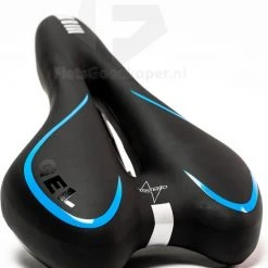 Promo ❤️ Voltano Trekking Fietszadel - Comfortabel Gel Zadel - Met Uitsparing - Inclusief Zadelstrop - 100% Waterdicht - Unisex - Zwart / Blauw ????