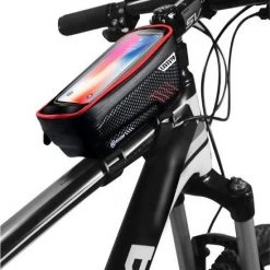 Groothandel ✨ Levevis: Fietstas Frame Telefoonhouder Fiets- MTB Zadeltas Racefiets Elektrische Fietsen Mountainbike- Tot 6,8 Inch - 160 Ml Zwart Met Rood. ????