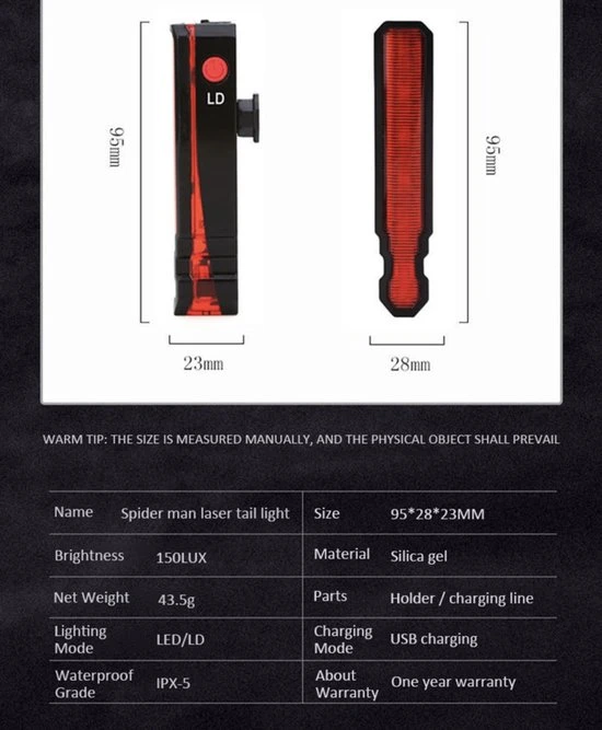 Gloednieuw ???? NA Fietsverlichting USB Oplaadbaar Fiets Achterlicht LED Laser ✨ 7 Gloednieuw ???? NA Fietsverlichting USB Oplaadbaar Fiets Achterlicht LED Laser ✨ - Afbeelding 7